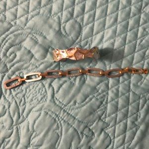 A set of Silver/Gold Rustic Cuff bracelets